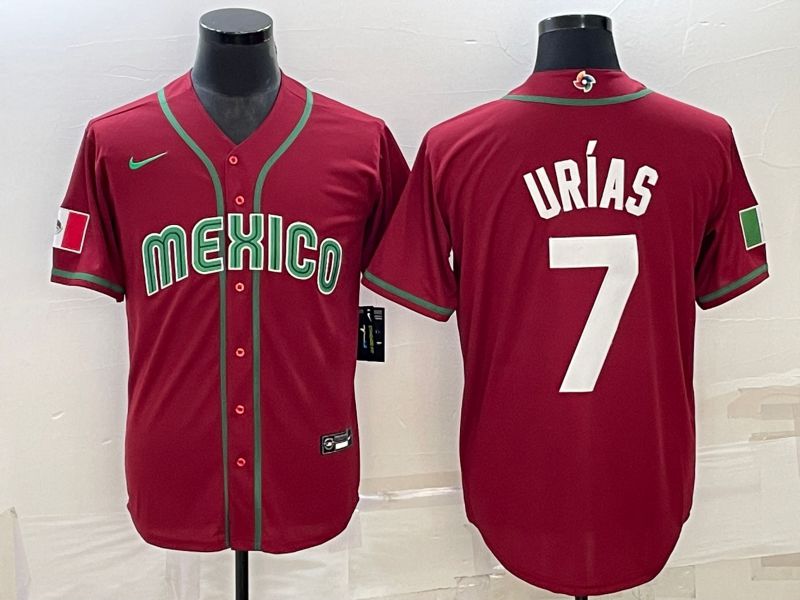 Men 2023 World Cub Mexico #7 Urias Red Nike MLB Jersey32